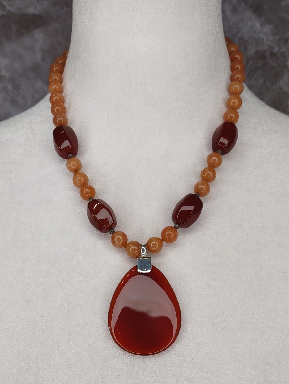 Artisan Crafted Orange/Red Carnelian Pendant Necklace